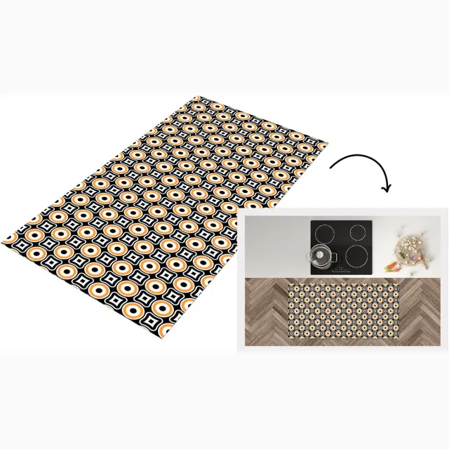 KitchenYeah Keukenloper 120x60 cm - Keukenmat vinyl Patroon - Cirkel - Retro - Keukenmatten loper - Keuken vloerkleed tapijt