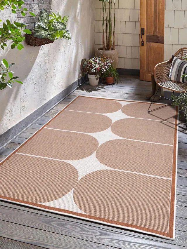 flycarpets Omkeerbaar Terrazo Japandi Buitenkleed Terra / Creme - 240x340 cm - Vloerkleed Buiten - Laagpolig Tuinkleed, Tuintapijt, Buitentapijt Oranje