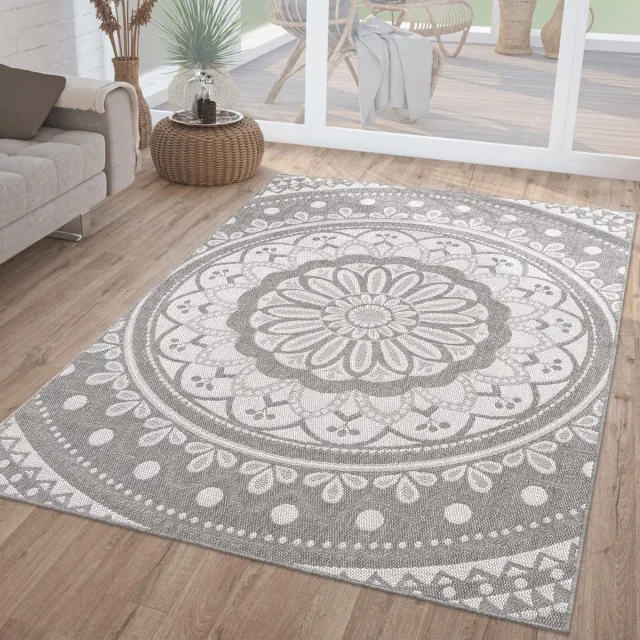 TT Home Binnen- en buitentapijt weerbestendig tuin oosters marokkaans boho-ontwerp 160 x 220 cm Rechthoek 160 x 220 cm Rechthoek grijs