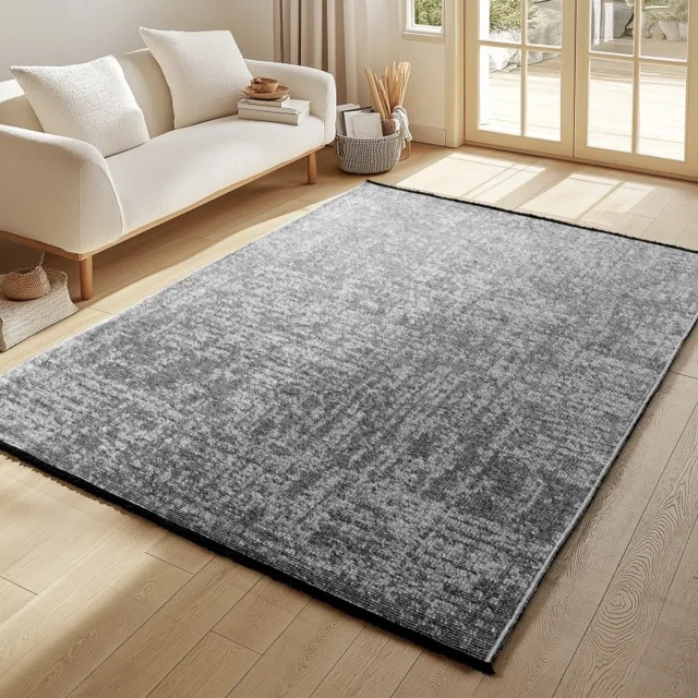 TapisTrend Designer tapijt Grijs 240x340 cm Binnenkleed, gemarmerd patroon, katoenchenille, bohemian stijl, platgeweven