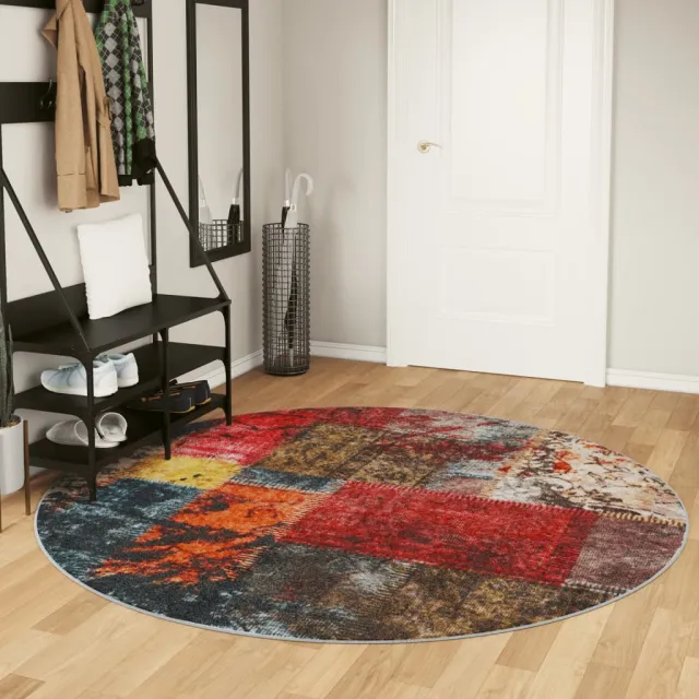 vidaXL Vloerkleed wasbaar anti-slip Ø 200 cm meerkleurig, foto 2