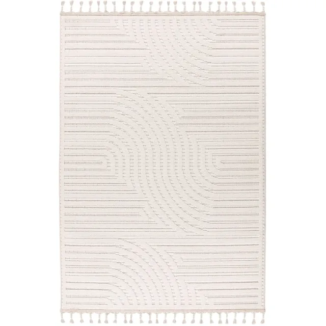 Padiro design laagpolig vloerkleed 120 x 170 cm - crème / offwhite - modern geometrisch patroon - voor vloerverwarming - van polypropyleen en jute beige