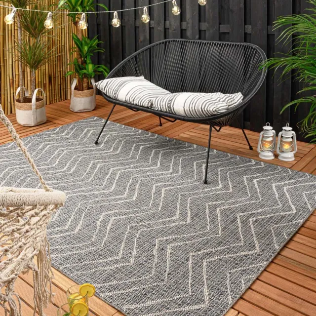 Boho&me Balkonkleed zigzag - Summer blauwgrijs
