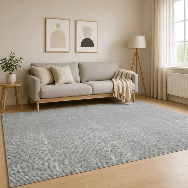 vidaXL Vloerkleed Grijs 160 x 230 cm 100% Polyester 3 mm Wasbaar, foto 2