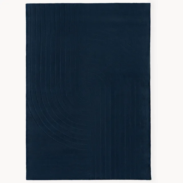 Westwing Collection Handgetuft wollen vloerkleed Mason Blauw