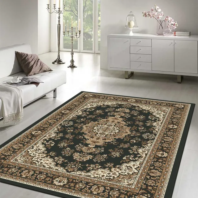 Muratap Nain Klassiek Medaillon - Laagpolig Oosters Vloerkleed - Vintage Tapijt - Zwart- 160x230 CM