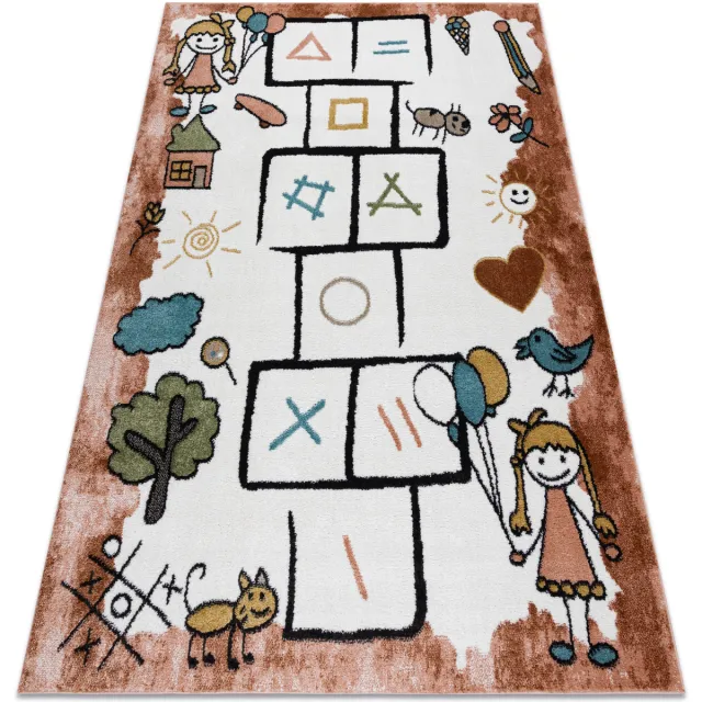 RUGSX Kleden Rugsx Tapijt FUN Hop voor kinderen, klassikaal spel, 160x220 cm Roze