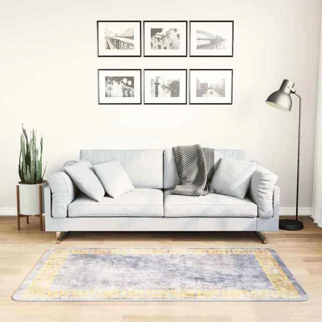 vidaXL Vloerkleed wasbaar 80x150 cm grijs, foto 2