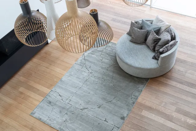 Acsento Vena Moss Vloerkleed - Groen - Rechthoekig - Viscose - Woonkamer, Eetkamer, Slaapkamer - Abstract - Design, Modern, Industrieel Mosgroen