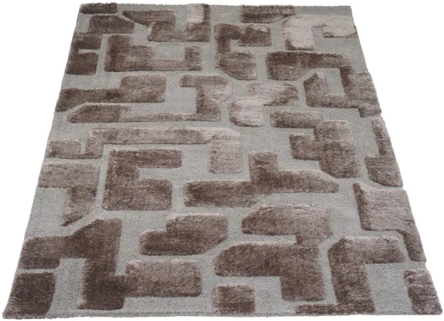 Veer Carpets Vloerkleed Liana Bruin - Design Hoog-Laag Vloerkleed met Grafisch Labyrint Patroon in Scandinavische / Japandi Stijl, foto 2