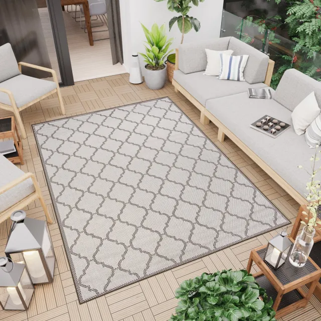 Tapiso Capri Vloerkleed Tuintapijt Indoor Outdoor Woonkamer Binnen Beige Grijs