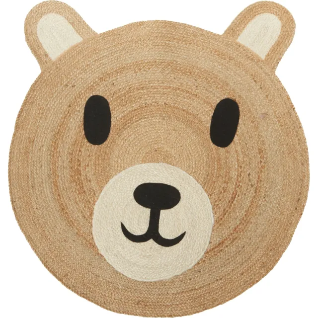 Kids Collection Vloerkleed - Kinderkamer tapijt NIMI, teddybeer met oortjes, Ø 90 cm Bruin