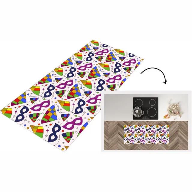 KitchenYeah Keukenloper - Loper keuken - Carnaval - Patronen - Maskers - Keukenloper vinyl Multicolor