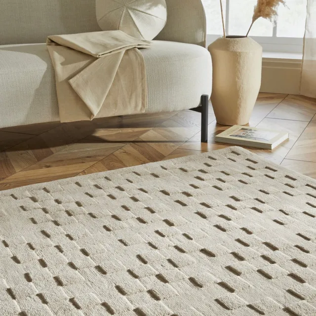 Concept Looms Priory PR102 Taupe Vloerkleed - 160 x 230 cm - Taupe - Rechthoekig - Wol - Woonkamer, Eetkamer, Slaapkamer - Effen, Geometrisch - Modern, Landelijk, Boho