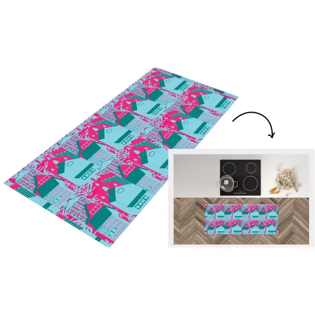 KitchenYeah Keukenloper - Loper keuken - Patronen - Abstract - Huis - 120x50 cm - Keukenloper vinyl Multicolor