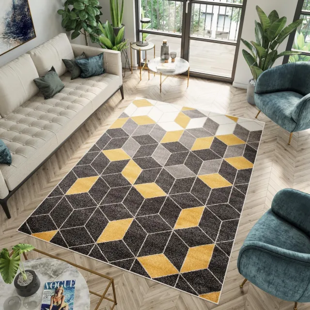 Tapiso Fiesta Tapijt Kinderkamer Tiener Geel Modern Maat- 240x340 Bruin Oranje7