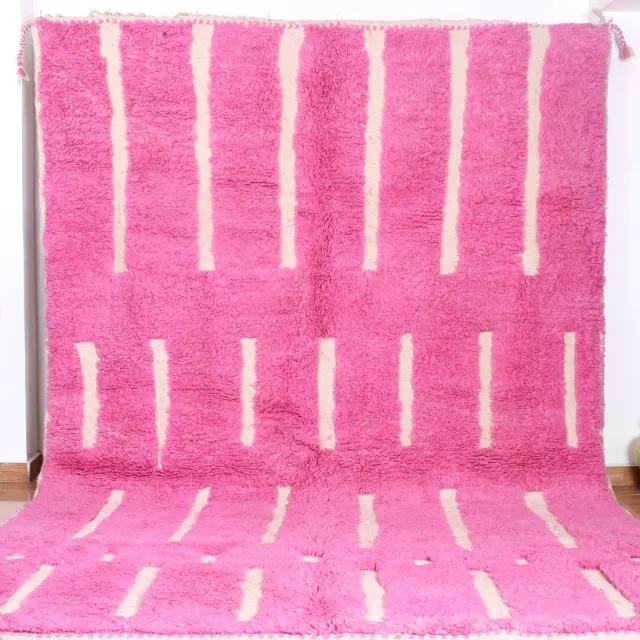 Poufs&Pillows Marokkaans Vloerkleed - 310 x 200 cm - Handgemaakt, Kleurrijk & Uniek - Gemaakt van 100% wol - Hoogpolig Tapijt roze