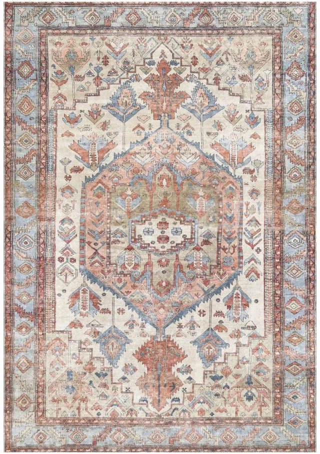AYDIN Mandala Vloerkleed 120x170cm – Crème/Terracotta – Machinewasbaar Krem