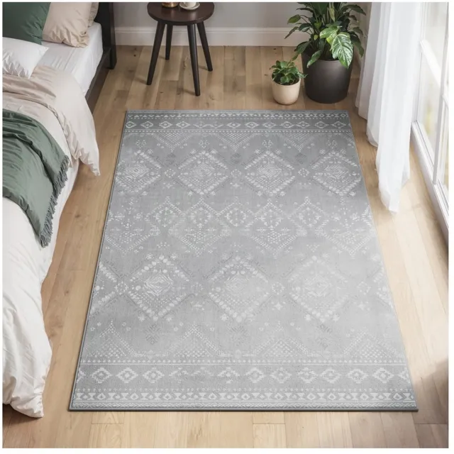 Songmics Boho vloerkleed 120 x 170 cm - Wasbaar - Pluizig - Duifgrijs