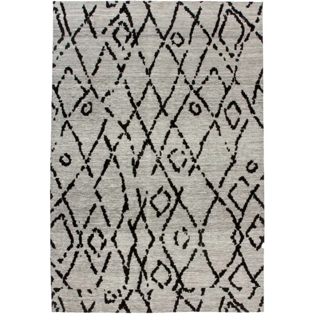Padiro design laagpolig vloerkleed 80 x 150 cm - lichtgrijs - modern geometrisch patroon - voor vloerverwarming - van katoen