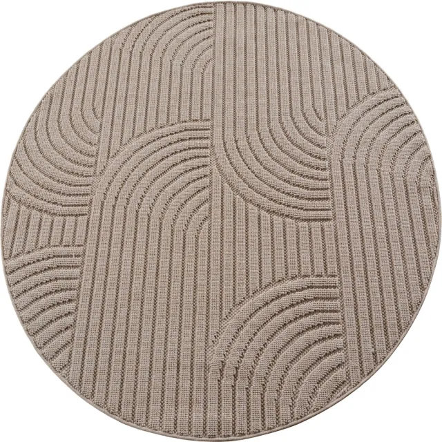 Ayyildiz Helix Japandi Vloerkleed Beige 160 cm rond – Effen Laagpolig Tapijt – Modern Scandinavisch Design voor Woonkamer en Slaapkamer