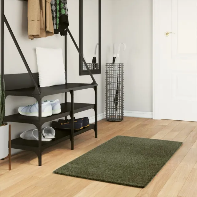 vidaXL Vloerkleed HUARTE laagpolig zacht wasbaar 60x110 cm bosgroen groen, foto 2