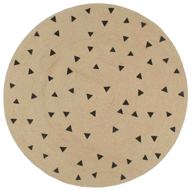 vidaXL Vloerkleed handgemaakt met driehoek print 150 cm jute Zwart