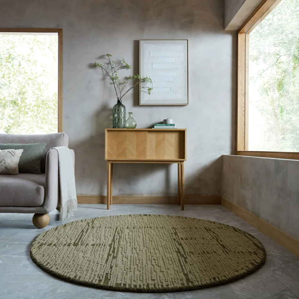 Flair Rugs Harris Modula Wool Circle vloerkleed groen, foto 2