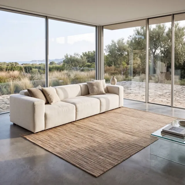 Acsento Origin Beige Vloerkleed - 230 x 340 cm - Beige - Rechthoekig - Polyester - Woonkamer, Eetkamer, Slaapkamer - Strepen - Scandinavisch, Modern