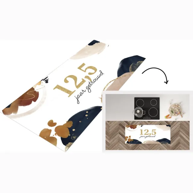 KitchenYeah Keukenloper - Loper keuken - Spreuken - 12,5 jaar getrouwd - Quotes - Trouwen - Keukenloper vinyl Multicolor