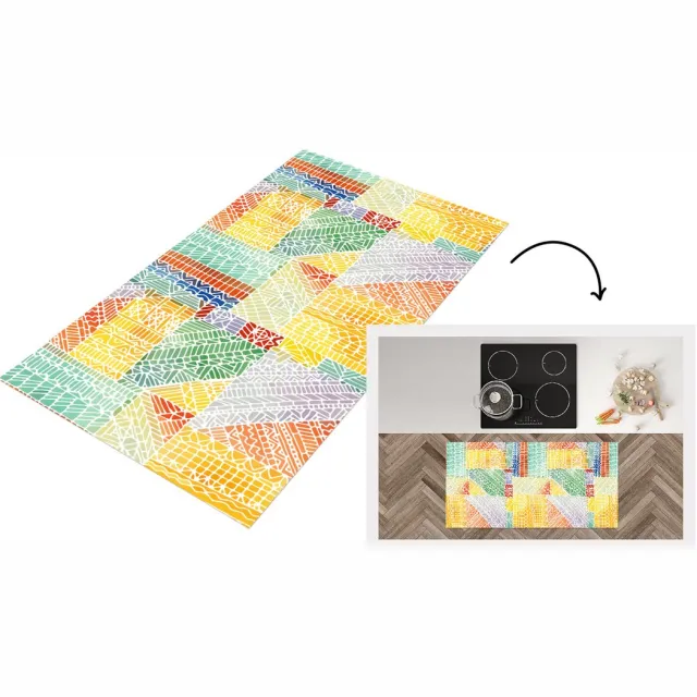 KitchenYeah Keukenloper 120x60 cm - Keukenmat vinyl Patronen - Mozaïek - Abstract - Keukenmatten loper - Keuken vloerkleed tapijt