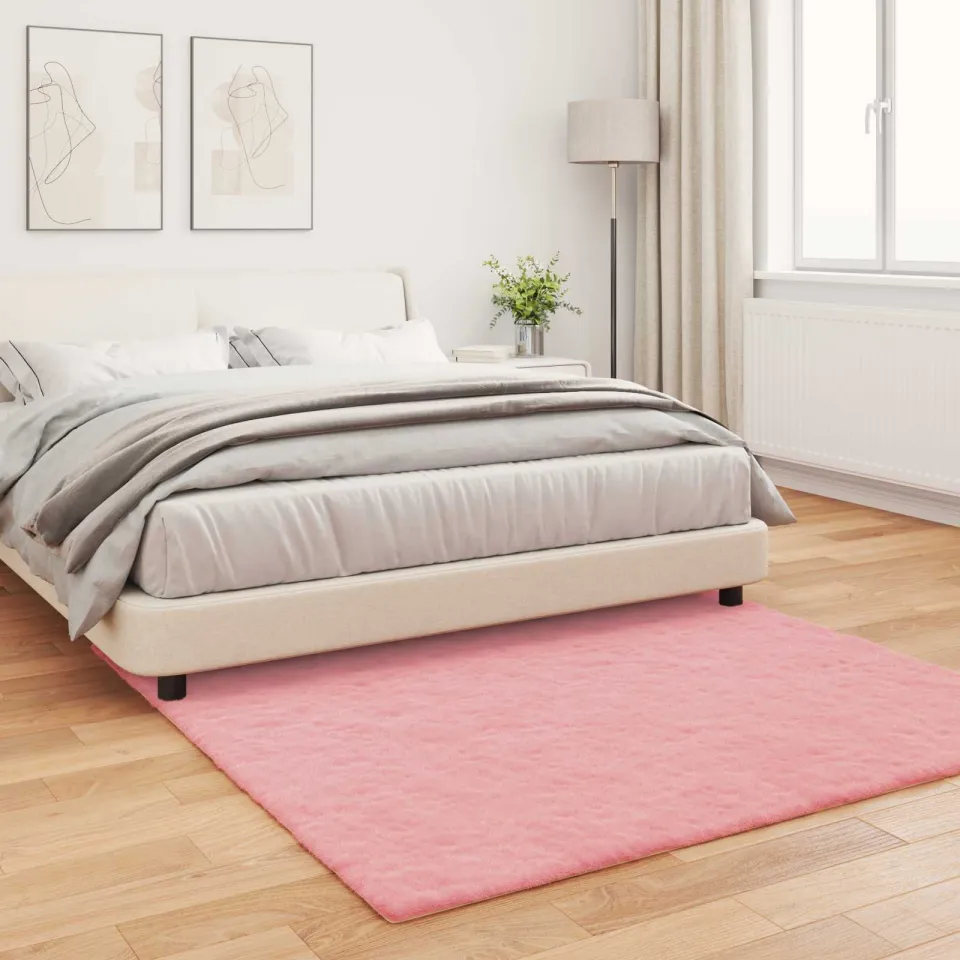 vidaXL Antislip vloerkleed van imitatie konijnenbont OLITE Roze, foto 3