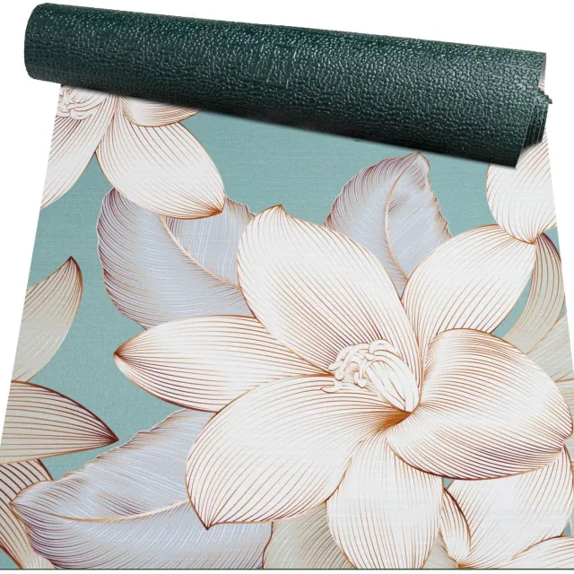 ANRO Keukenloper Filadelfo Lotusbloemen Turquoise-Crème 140x52cm – Antislip Gangloper Tapijtloper