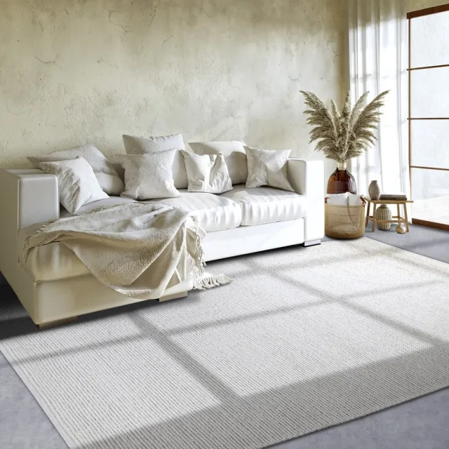Villeroy & Boch Flycarpets Villeroy & Boch - Wol Vloerkleed - Francois - Naturel Wit - 200x200 cm Creme