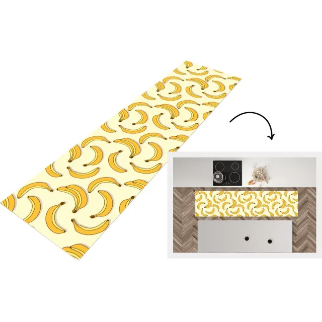 KitchenYeah Keukenloper - Loper keuken - Fruit - Design - Banaan - 200x50 cm - Keukenloper vinyl Multicolor