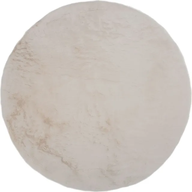 Veer Carpets Vloerkleed Morbido Beige 2212 - Rond ø200 cm - Extra Hoogpolig Fluffy Vloerkleed in Scandinavische / Hotel Chique Stijl