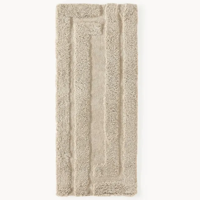 Westwing Collection Pluizige hoogpolige loper Genève met verhoogde hoog-laag structuur beige