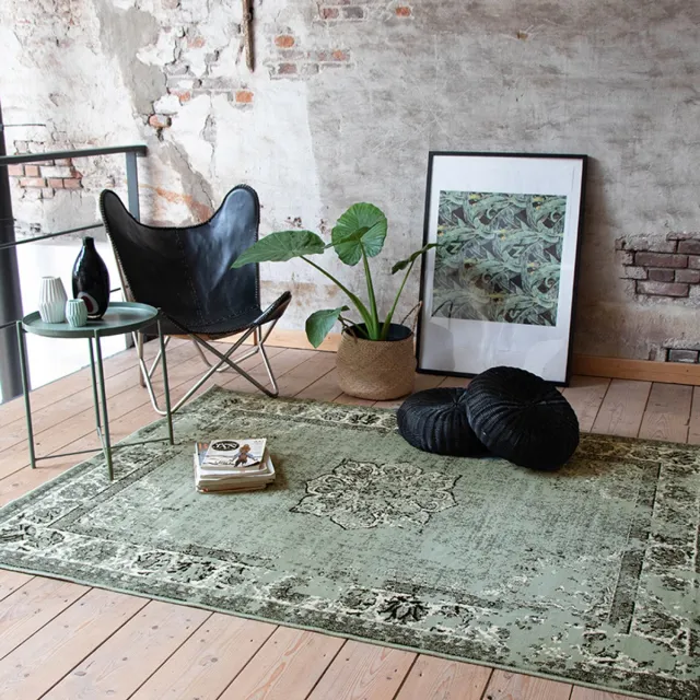 Fraai Vintage Vloerkleed - Wonder Groen/zwart 140x190cm