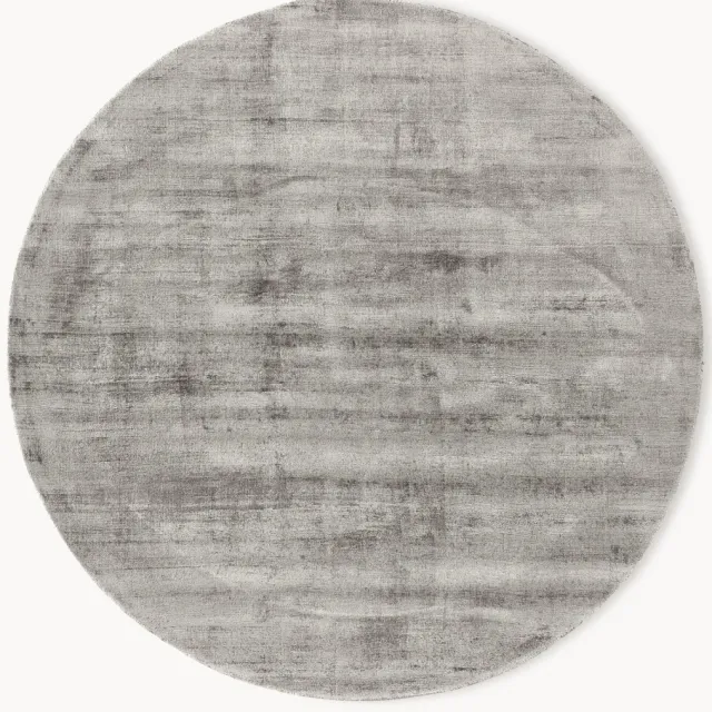 Westwing Collection Rond handgeweven viscose vloerkleed Jane Grijs