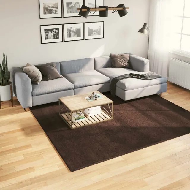 vidaXL Medium pile zachte en wasbare tapijt HUARTE Bruin 240 x 240 cm, foto 2