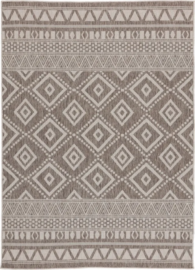 TESSO LIVING Vloerkleed voor binnen en buiten, Antislip, Balkon Terras Keuken, Boho Etnisch -Beige - 160cm x 220cm - UV- en Weersbestendig, Modern Tuintapijt Tribal - Beige