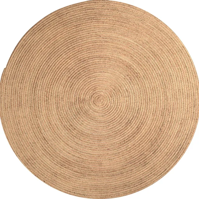 ECarpet Rumba 3064- Rond 80cm Plain vloerkleed bohemien tapijt handgezaagde gerecycleerd katoen Beige