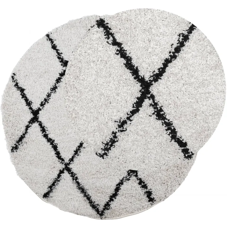 vidaXL Vloerkleed PAMPLONA shaggy hoogpolig Ø 280 cm crème en zwart Meerkleurig