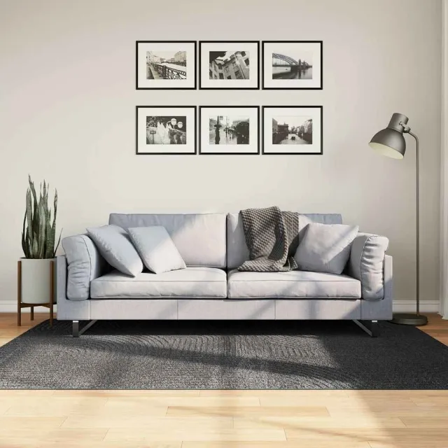 vidaXL Vloerkleed IZA laagpolig Scandinavisch 140x200 cm antraciet, foto 2