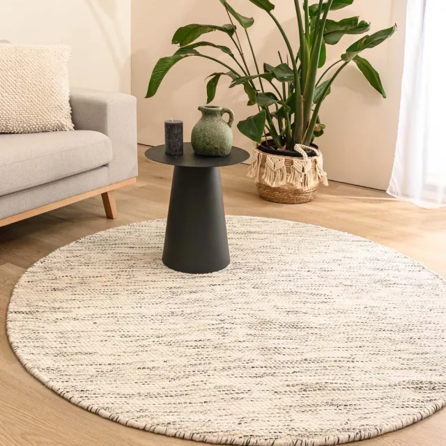 Nordic Weavers Rond wollen vloerkleed - Ulstein wit/zwart 350