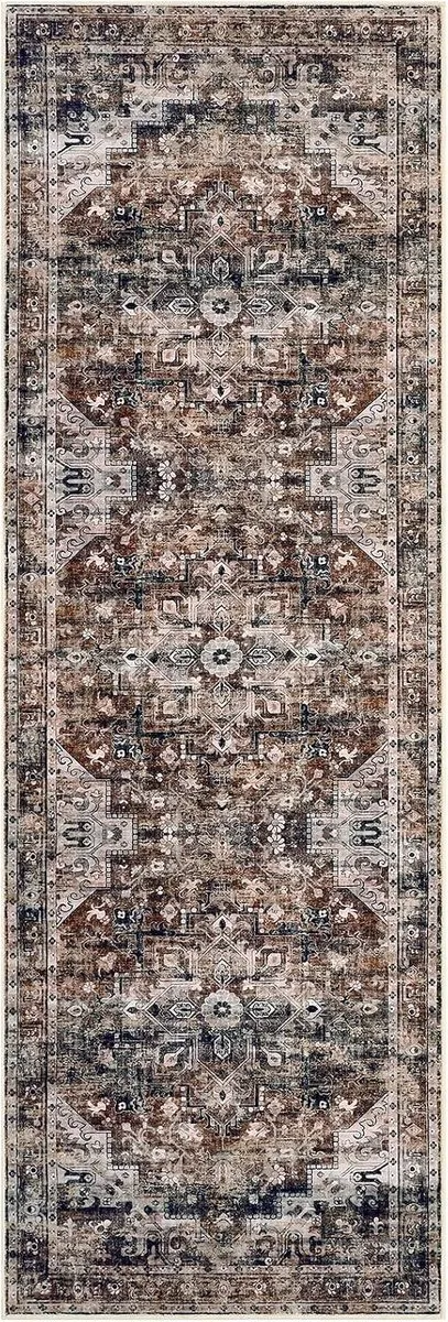 Triumpunpre Perzisch Vloerkleed - Wasbaar Antislip Fluweelzacht - Bruin - 80x150 cm