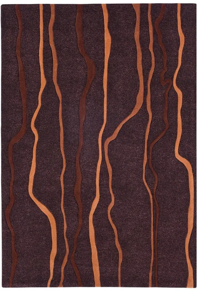 Padiro design laagpolig vloerkleed 70 x 140 cm - donkerbeige - modern abstract ontwerp - voor vloerverwarming - van modacryl, polyester en katoen
