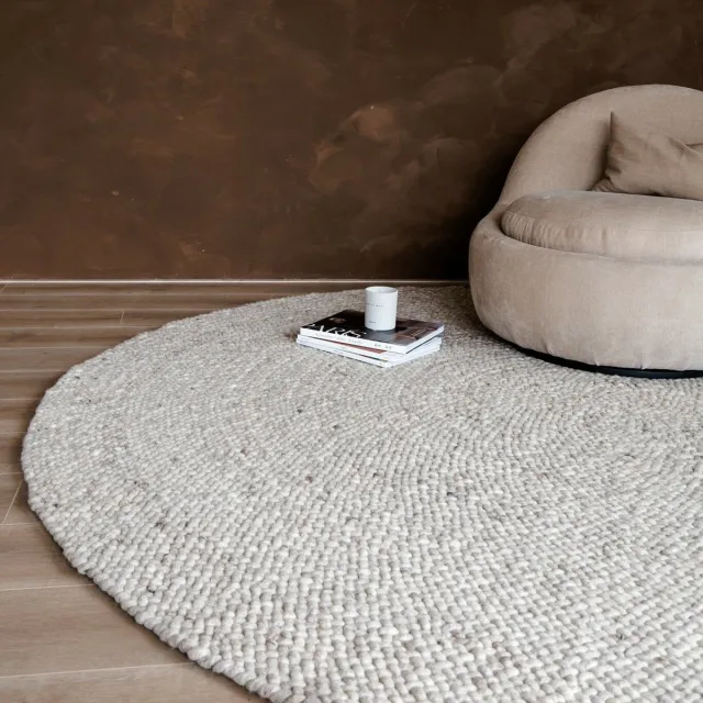 Eva Interior Rond Wollen Vloerkleed Palermo Beige/Taupe Eva Interior - Rond 260 Ø - (XXL)