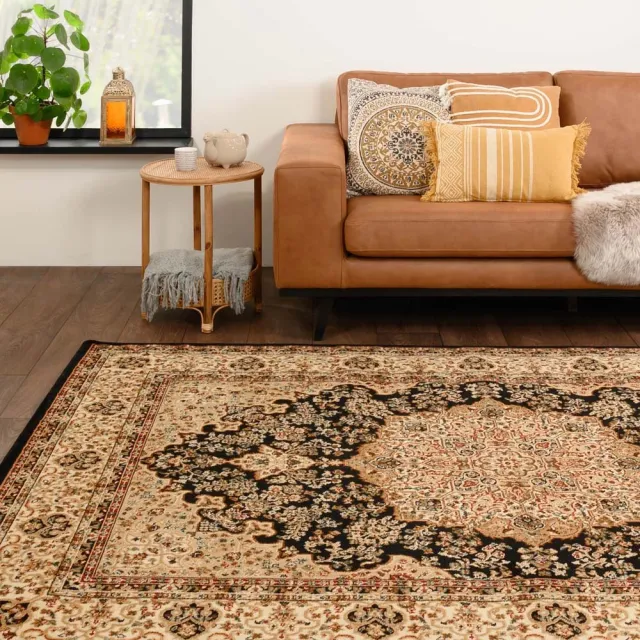 Tapeso Perzisch tapijt - Mirage Treasure zwart/beige 160x230