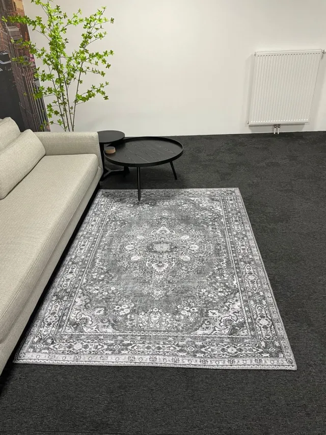 Floortraders Vintage vloerkleed - Anthraciet- 140x200